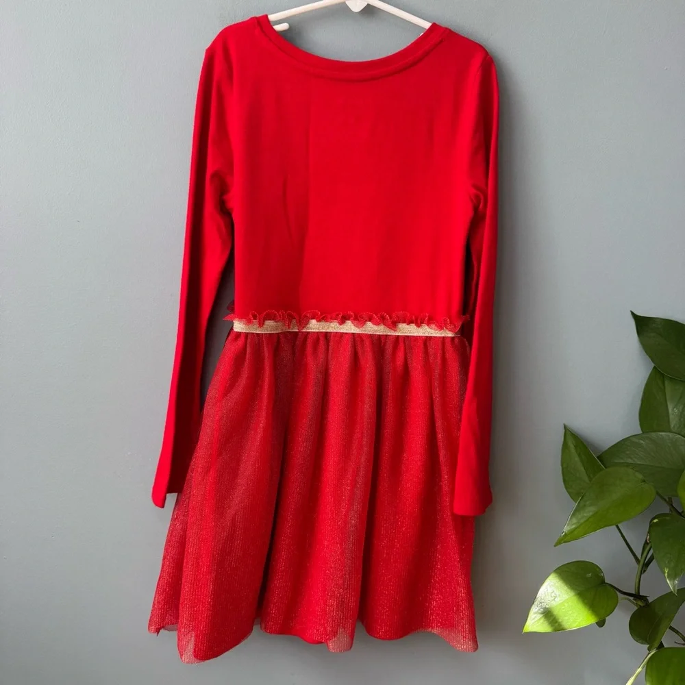 Cat and Jack Girls Red Shimmer Holiday Sparkle Tutu Christmas Dress. Medium